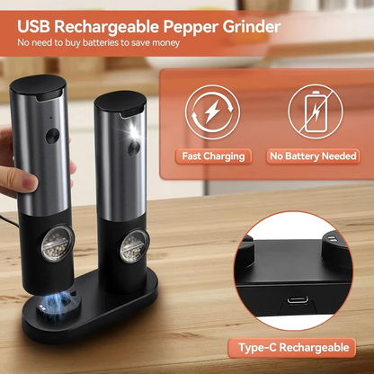 Skanto | Elegant Electric Salt & Pepper Grinder with Rechargeable Battery