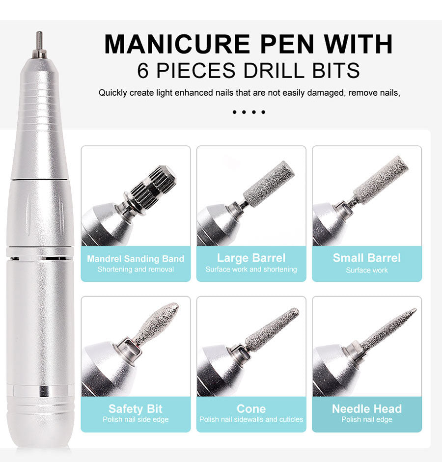 Skanto | Professional 45000RPM Portable Electric Nail File with Rechargeable Battery | Low Noise for Manicures