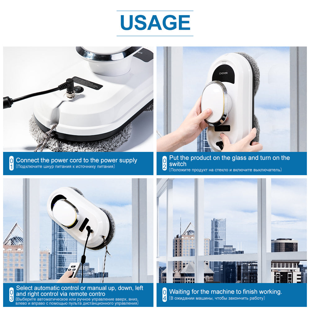 Skanto | CleanBot Smart Window Cleaner with Remote Control – Streak-Free Glass Cleaning
