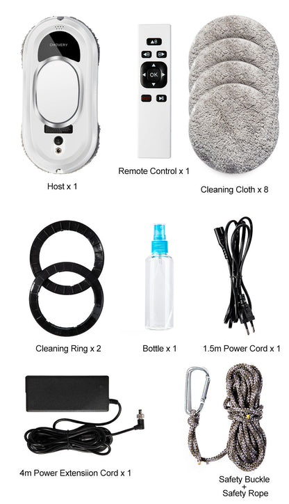CleanBot Robot Window Cleaner – Smart & Hands-Free with Remote for Streak-Free Windows