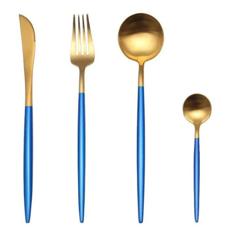 LUXURIOUS STAINLESS STEEL 24-PIECE GOLD-SILVER CUTLERY SET