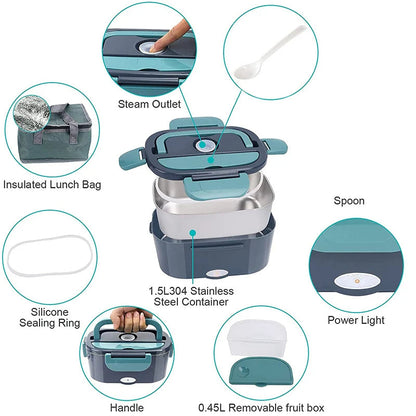Skanto | WarmMee Electric Lunch Box – 1,5L Portable Food Warmer for Car & Home