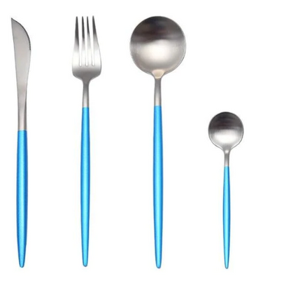 LUXURIOUS STAINLESS STEEL 24-PIECE GOLD-SILVER CUTLERY SET