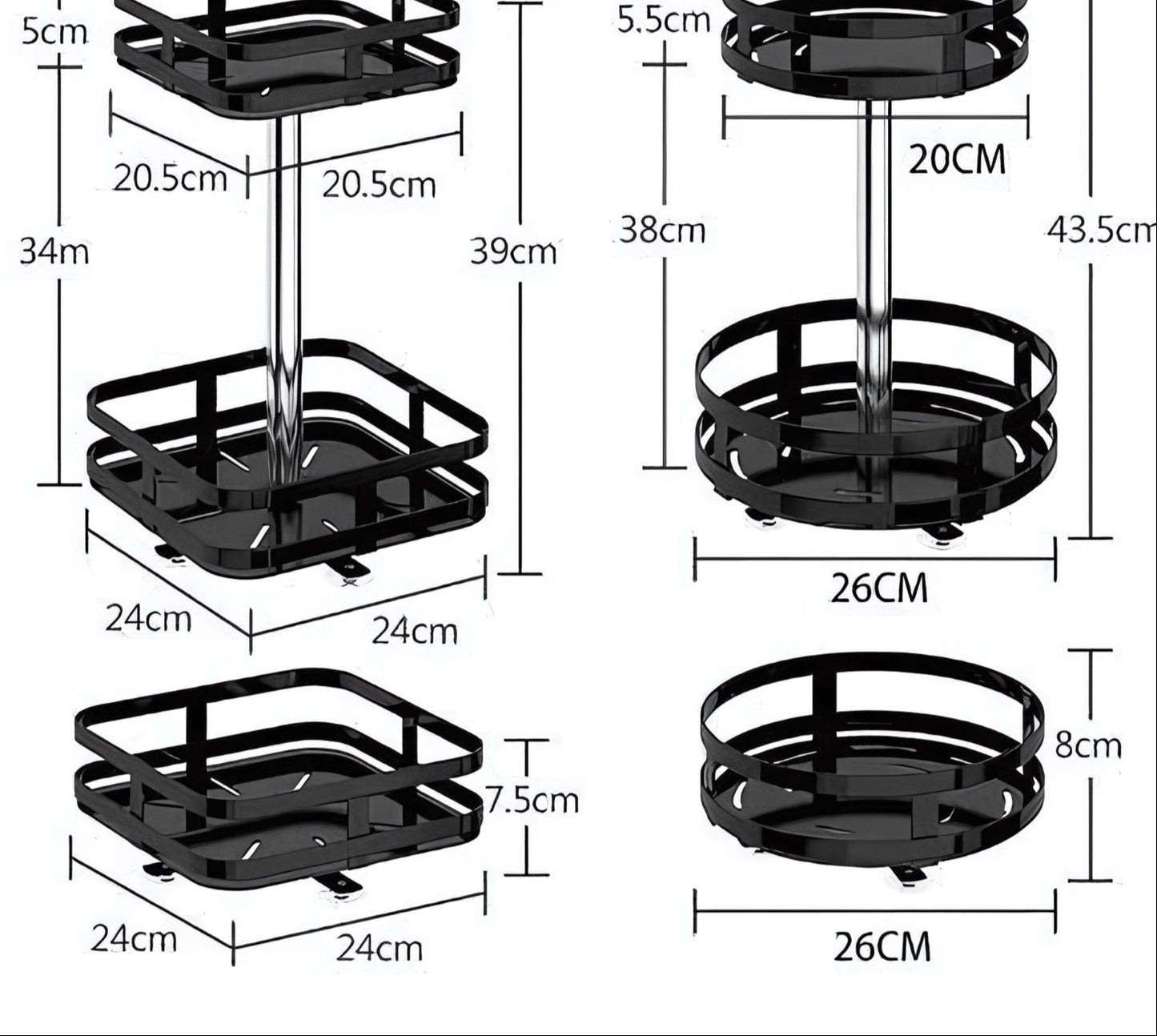 Skanto Skanto | TwistRack 360° – Rotating Storage Shelf | Space-Saving Adjustable Organizer for Kitchen, Bathroom, and Home