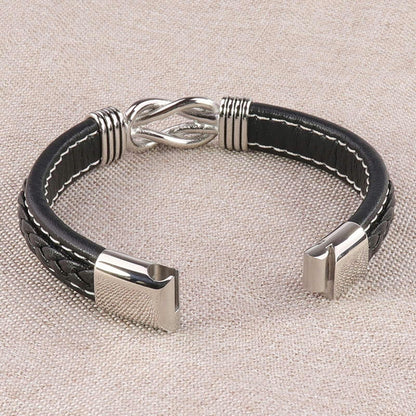 Braided Leather Knot Bracelet For Grandson From Grandmother Love Forever Bowlift