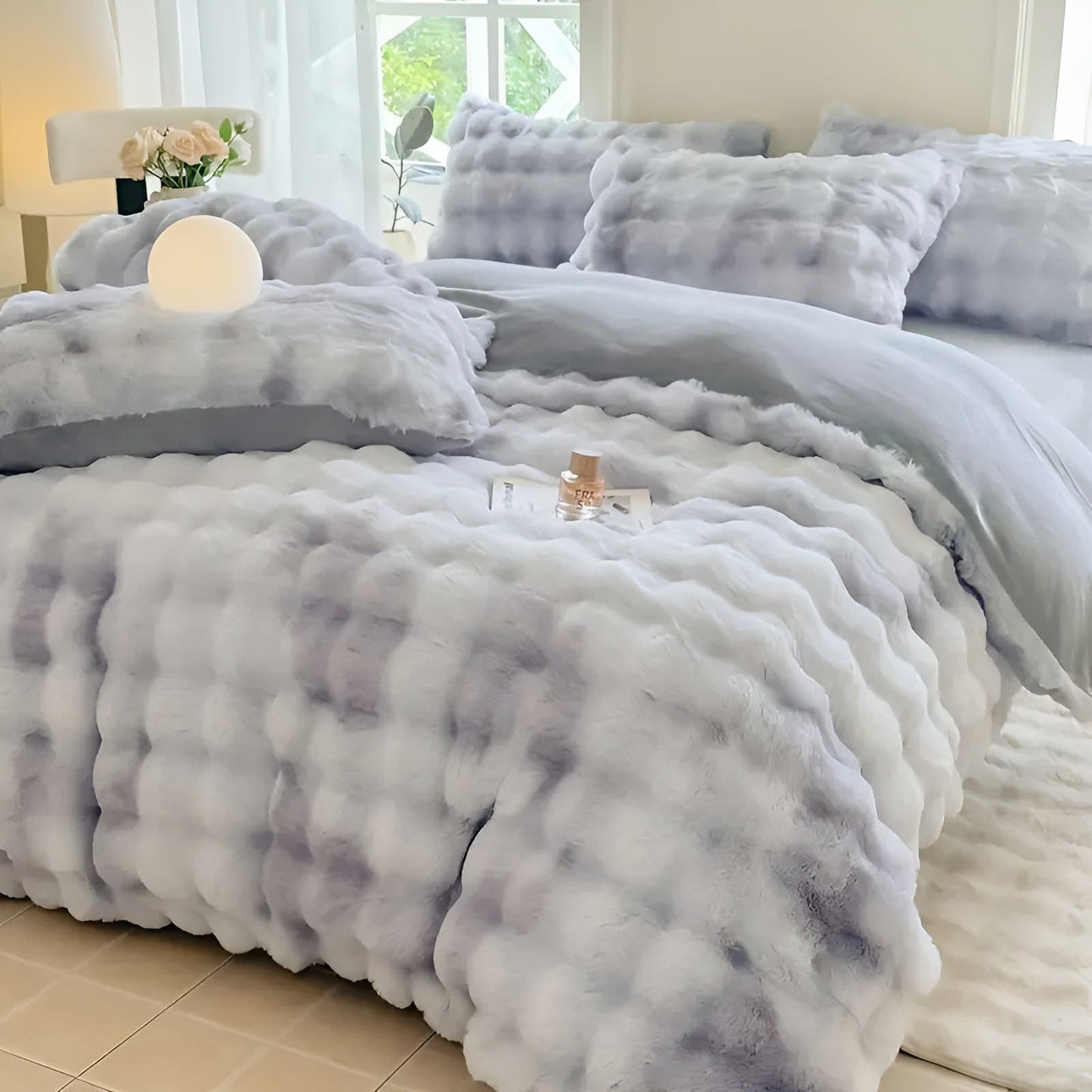 Cozy Plush Bedding Set – Warm and Soft for Autumn & Winter | ReversiBowlifte Design in Rabbit Fur & Milk Velvet | Bowlift