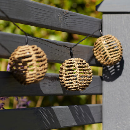 SolarGlow – Rattan Fairy Light String with Magical Lighting Bowlift