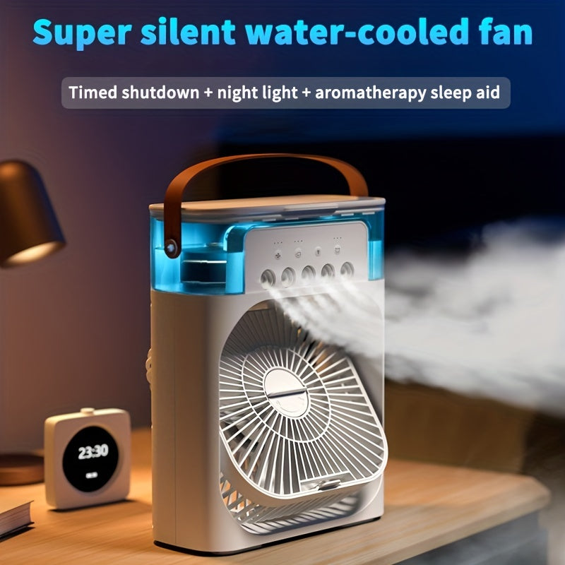 1pc Portable Air Conditioner, Portable Household Air Cooler, Hydro Cooling Fan, Portable Office Air Cooler, 3-Speed Air Cooling Fan Humidifier, 5 Humidifying Spray Nozzles for Household Appliances | Brehn