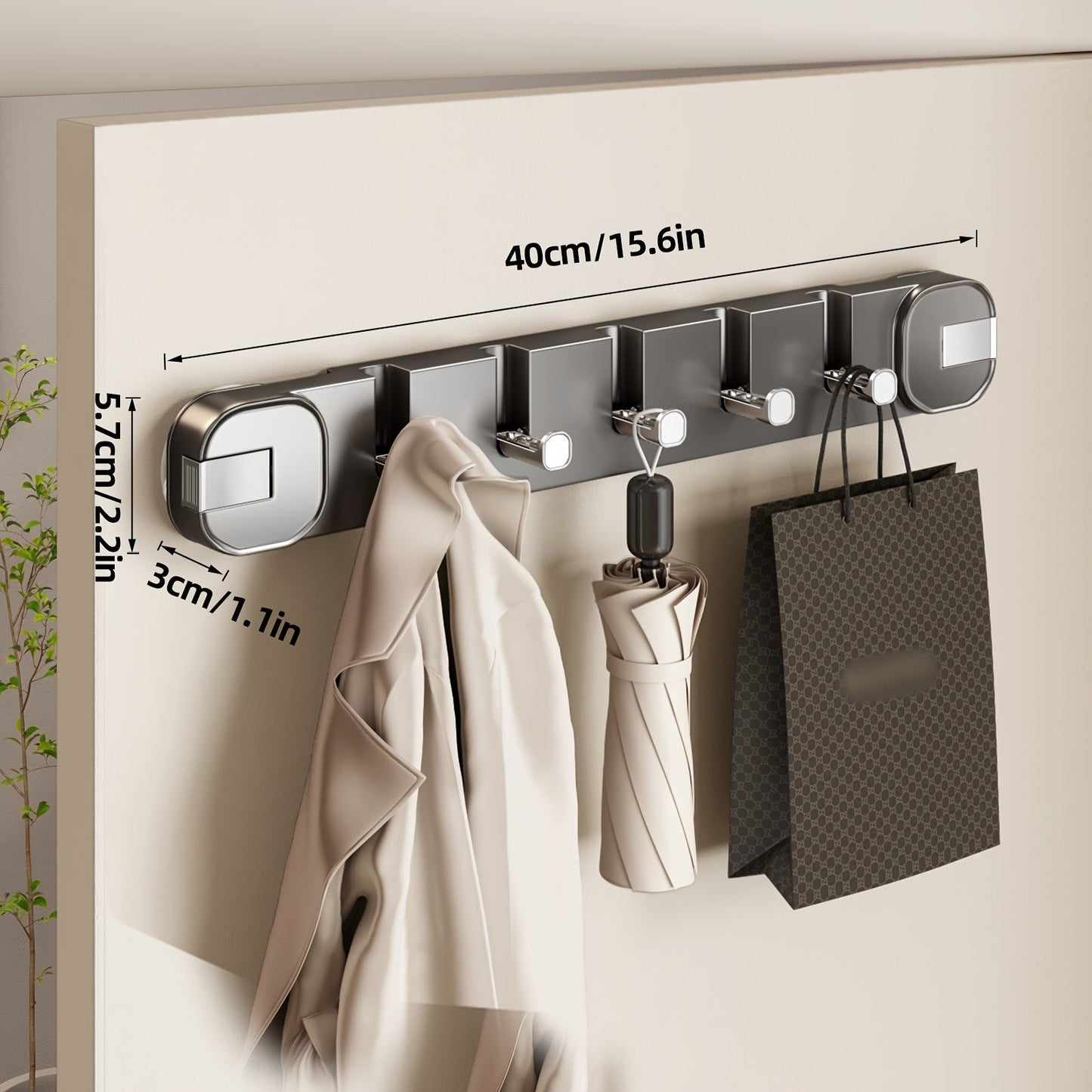 BowLift | Wall Hook Panel Without Drilling – OrganiserenPlus Hidden 5-Hook Rack