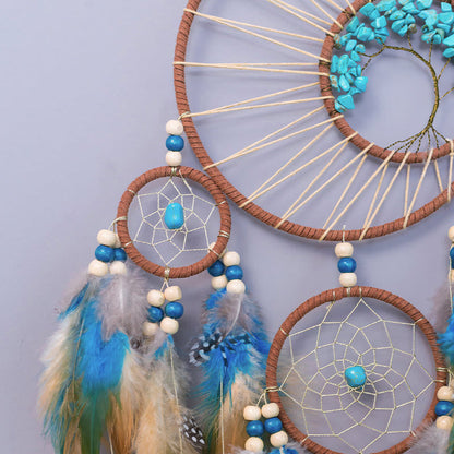 Turquoise Tree of Life Feather Dreamcatcher