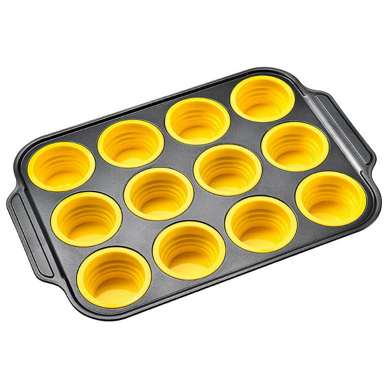 Press-Release Silicone Muffin Pan with Sturdy Metal Frame Bowlift