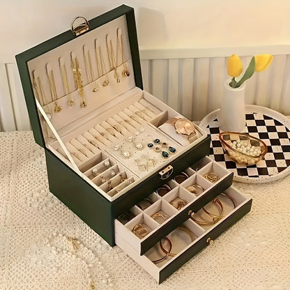 Skanto | Leather Jewelry Box Organizer with Drawers