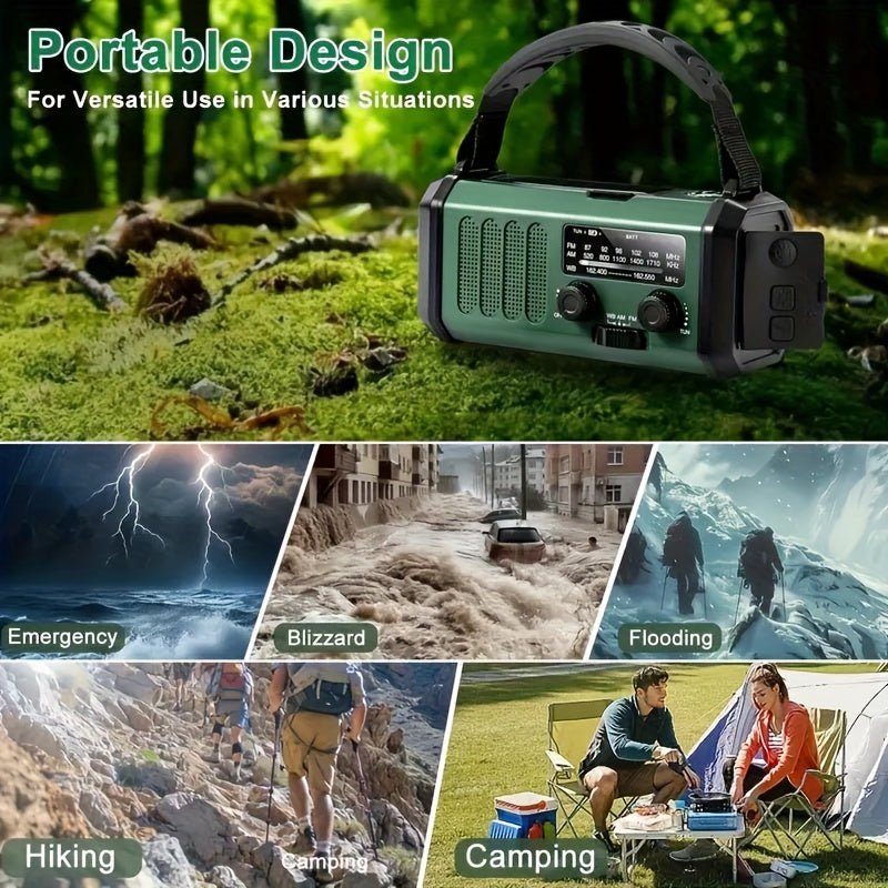 Brehn | StormMate X10 Emergency Radio with 10,000 mAh Power Bank | Solar, Crank & USB-C | LED Light, SOS Alarm & Compass | AM/FM/NOAA