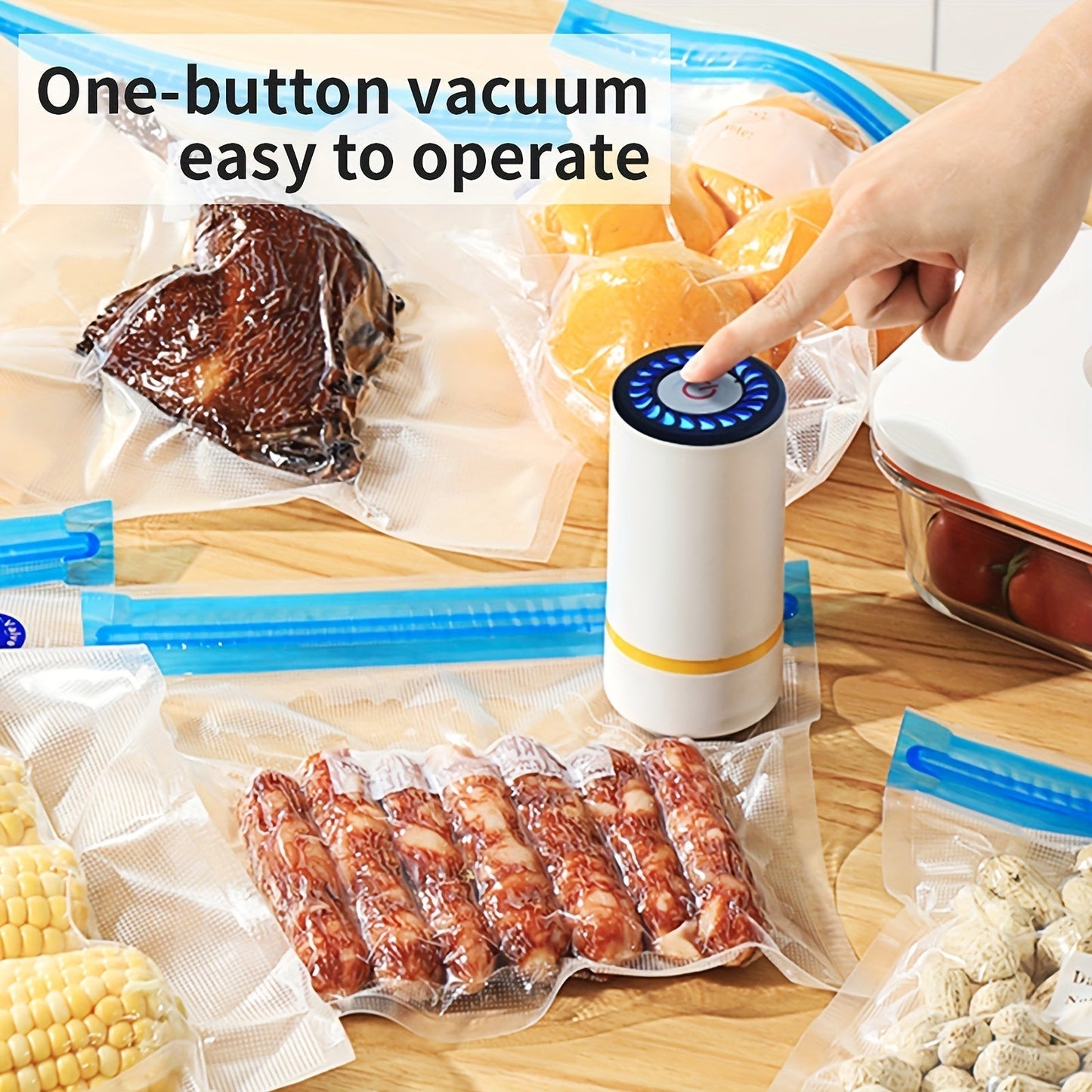 Skanto | Handheld Electric Vacuum Sealer with Vacuum Storage Bags - Includes 3 Sizes (4x8,5", 3x11", 3x13,5"), Vacuum Seal Zipper Bags, and Electric Pump