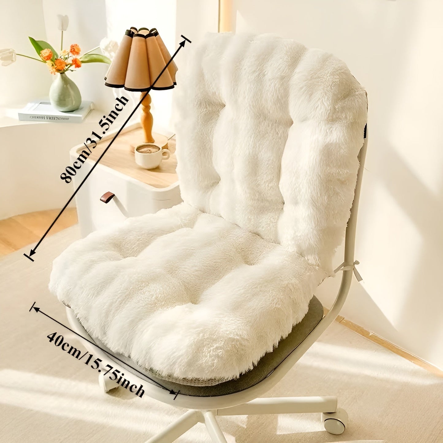 Soft faux fur seat cushion – extra thick and cozy | Perfect for armchairs and sofas