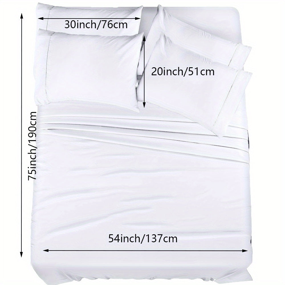 Skanto | 4/6 Pc Luxury Plush Fitted Sheet Set – Soft, Breathable, Color & Fade Resistant Bedding – Deep Pocket Flat Sheet, Fitted Sheet & 2/4 Pillowcases for Bedroom & Hotel Use