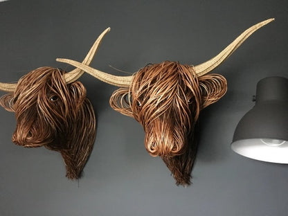 BowLift | Hand-Woven Wall Art Sculpture | Highland Cattle Design | Rustic Handmade Home Decor | 11.8 × 8.6 in