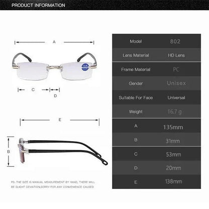 New sapphire reading glasses with high hardness, blue light filter and dual purpose