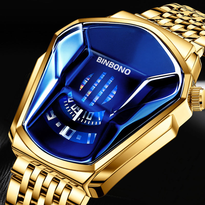Men's quartz watch in diamond style