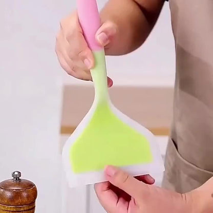 Skanto | Premium Tamagoyaki Silicone Spatula - Heat Resistant, Non-stick with Wide Ergonomic Grip - Ideal for Pizza, Frying, Grilling, Pancakes, Fluorescent Green, Eid Al-Adha Mubarak