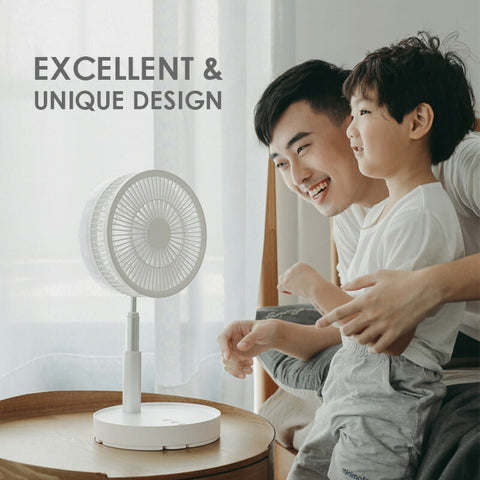 Rechargeable, foldable USB telescopic fan – quiet, 180° adjustable, 4 speed levels, portable ✨ | Karnz