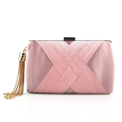 Skanto | Éclessa Luxury Evening Clutch | Satin Tassel Handbag for Classic and Modern Elegance