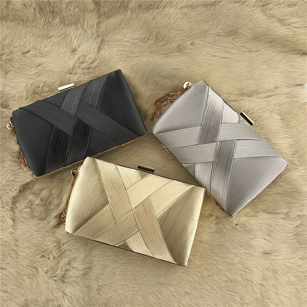 Skanto | Éclessa Luxury Evening Clutch | Satin Tassel Handbag for Classic and Modern Elegance
