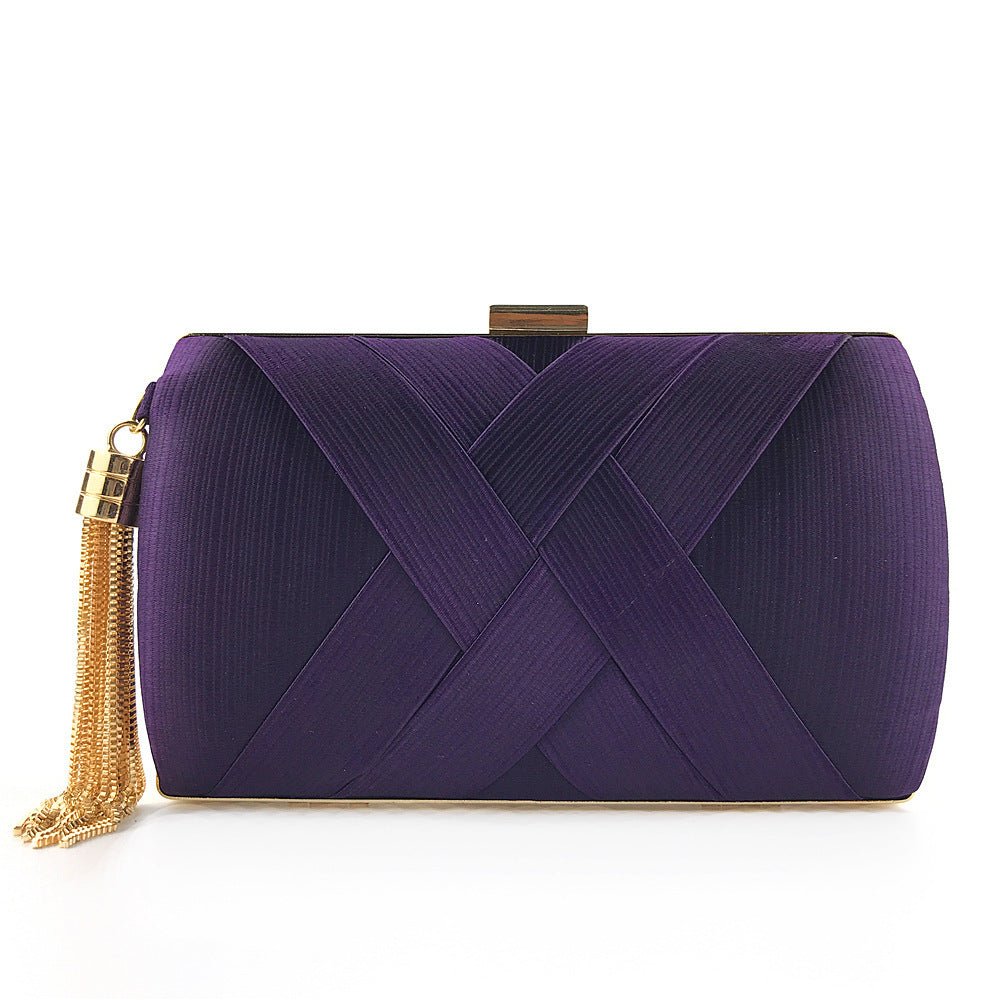 Skanto | Éclessa Luxury Evening Clutch | Satin Tassel Handbag for Classic and Modern Elegance