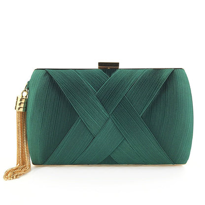Éclessa Luxury Evening Clutch | Satin Tassel Handbag for classic and modern elegance