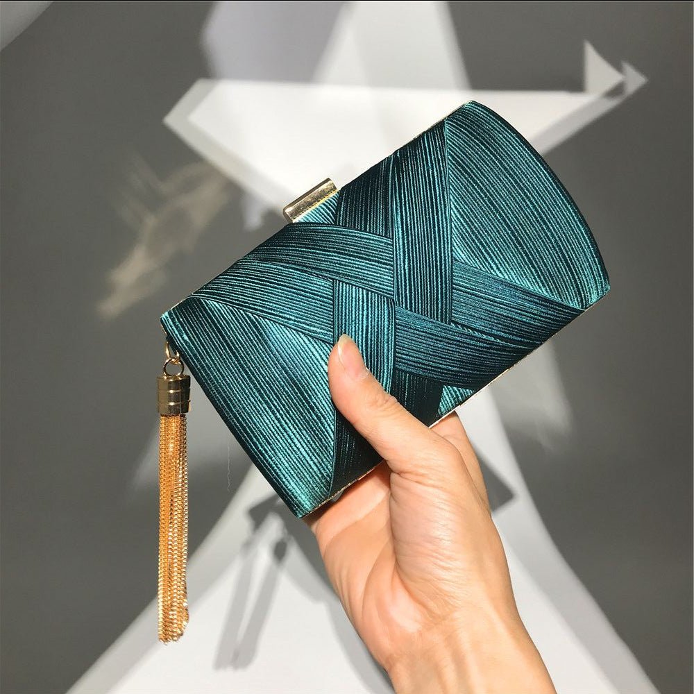 Éclessa Luxury Evening Clutch | Satin Tassel Handbag for classic and modern elegance