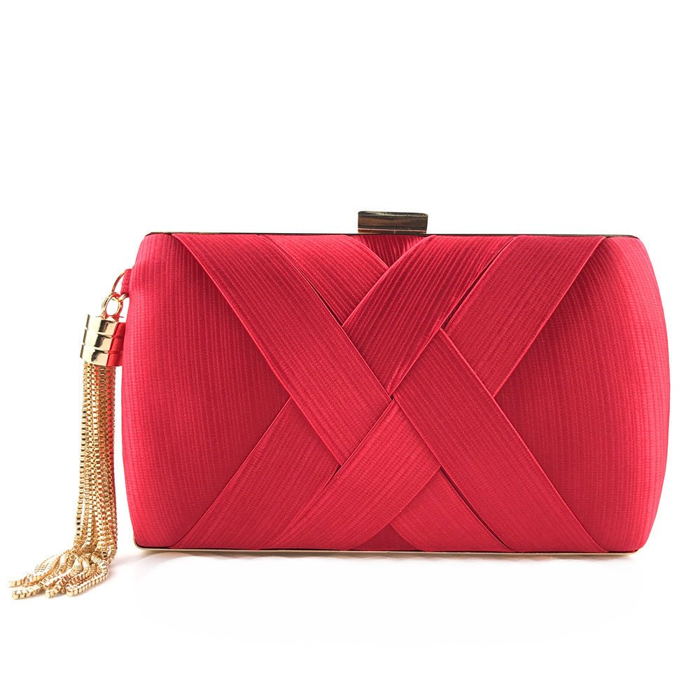 Éclessa Luxury Evening Clutch | Satin Tassel Handbag for classic and modern elegance