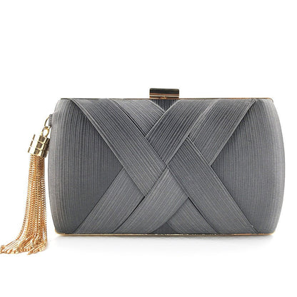 Éclessa Luxury Evening Clutch | Satin Tassel Handbag for classic and modern elegance