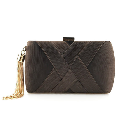 Skanto | Éclessa Luxury Evening Clutch | Satin Tassel Handbag for Classic and Modern Elegance