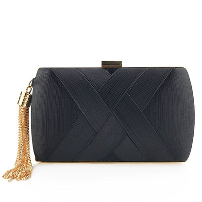 Skanto | Éclessa Luxury Evening Clutch | Satin Tassel Handbag for Classic and Modern Elegance