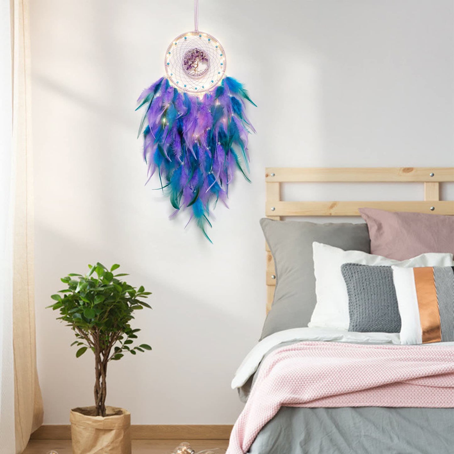 Skanto | Crystal Tree Of Life Feather Glow Dreamcatcher