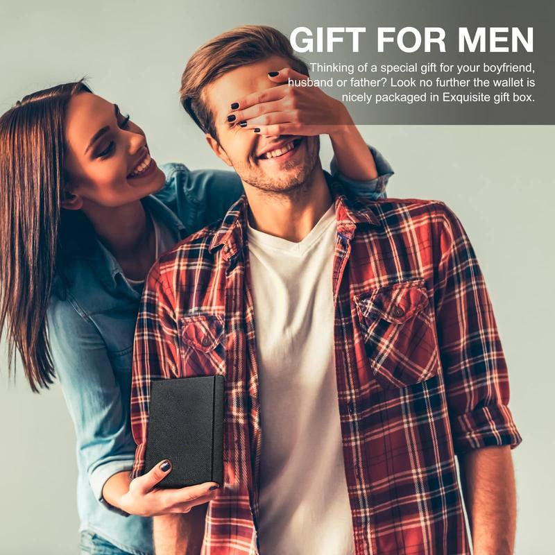 Slim RFID wallet for men | Leather card holder | Black
