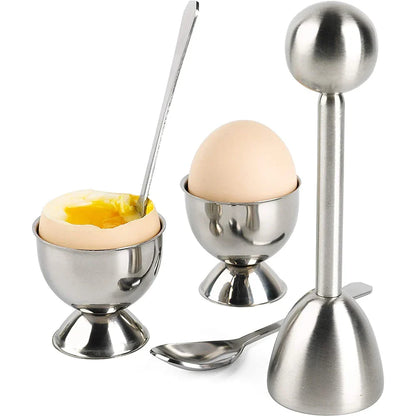 Egg Cracker Topper Set Stainless Steel Soft Hard Boiled Egg Opener Kit | Bowlift