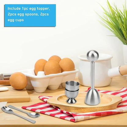 Egg Cracker Topper Set Stainless Steel Soft Hard Boiled Egg Opener Kit | Bowlift