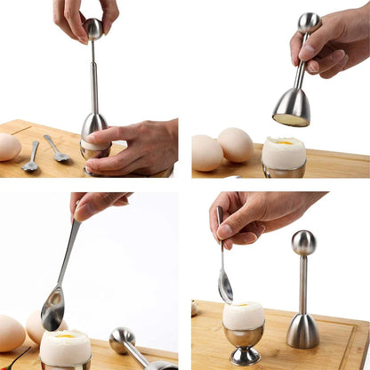 Egg Cracker Topper Set Stainless Steel Soft Hard Boiled Egg Opener Kit | Bowlift