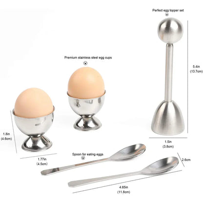 Egg Cracker Topper Set Stainless Steel Soft Hard Boiled Egg Opener Kit | Bowlift