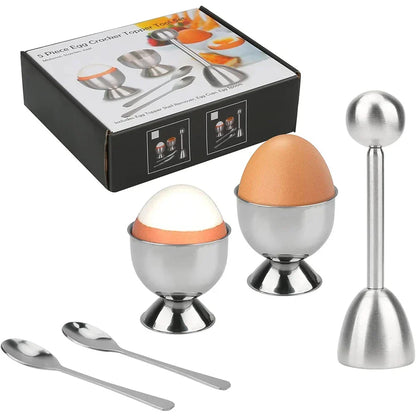 Egg Cracker Topper Set Stainless Steel Soft Hard Boiled Egg Opener Kit | Bowlift