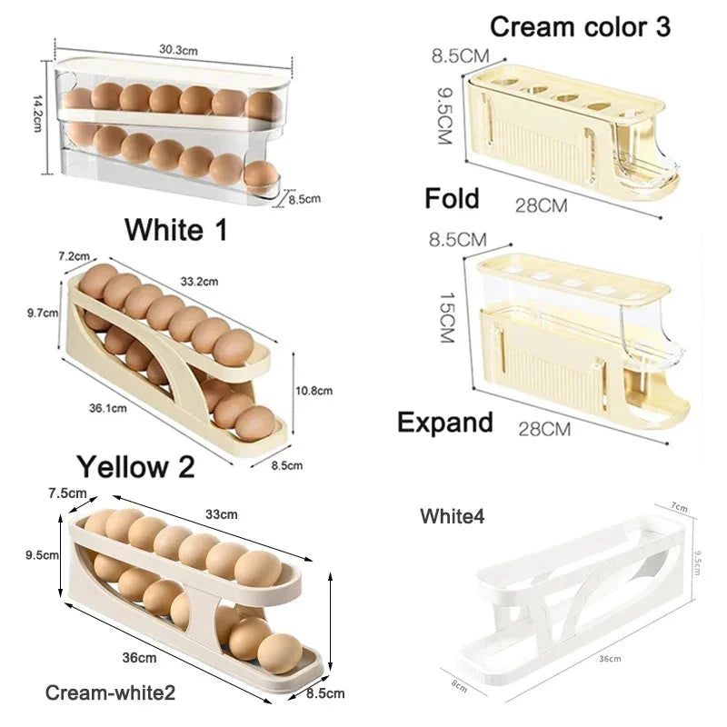 Egg Storage Box Automatic Scrolling Egg Holder Egg Storage Rack | Bowlift