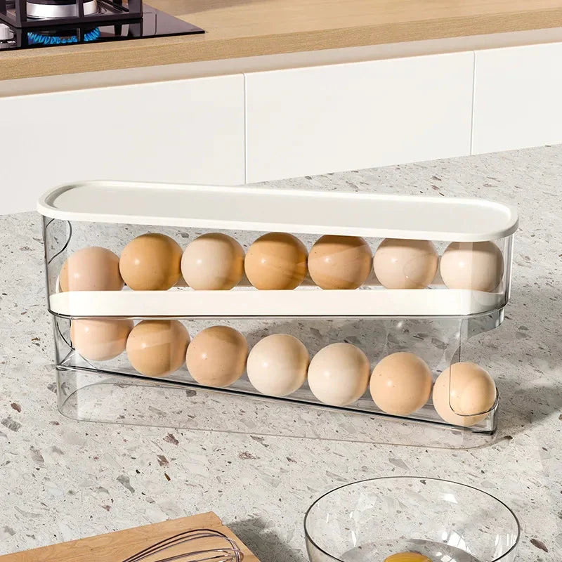 Egg Storage Box Automatic Scrolling Egg Holder Egg Storage Rack | Bowlift