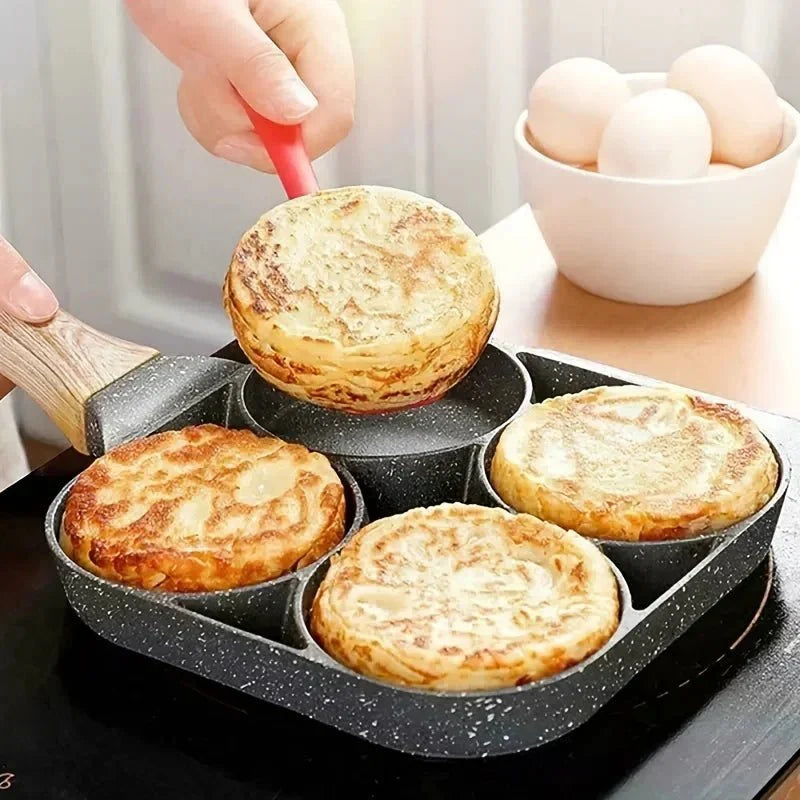 Skanto | ChefVerra Non-Stick Omelette Pan | 4-Hole Frying Pan for Eggs, Pancakes & Burgers