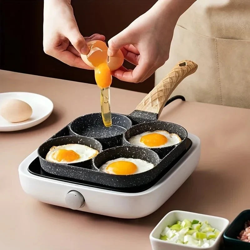Skanto | ChefVerra Non-Stick Omelette Pan | 4-Hole Frying Pan for Eggs, Pancakes & Burgers