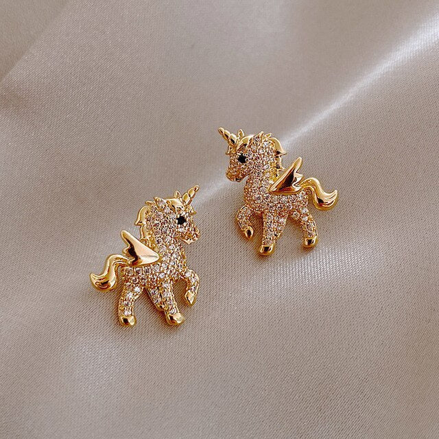 Auroria Earrings – unique Unicorn design with Zirconia | Karnz