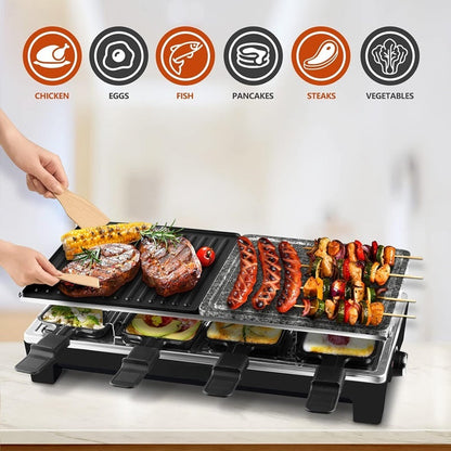 Skanto | Electric Grill 2-in-1 with Raclette Pans and Non-Stick