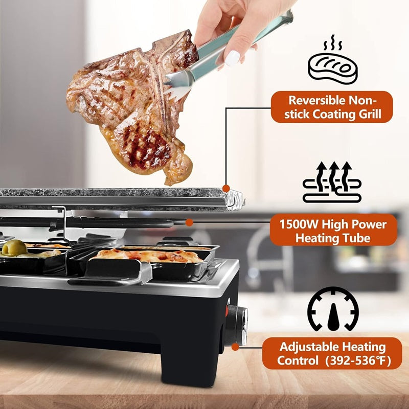 Skanto | Electric Grill 2-in-1 with Raclette Pans and Non-Stick