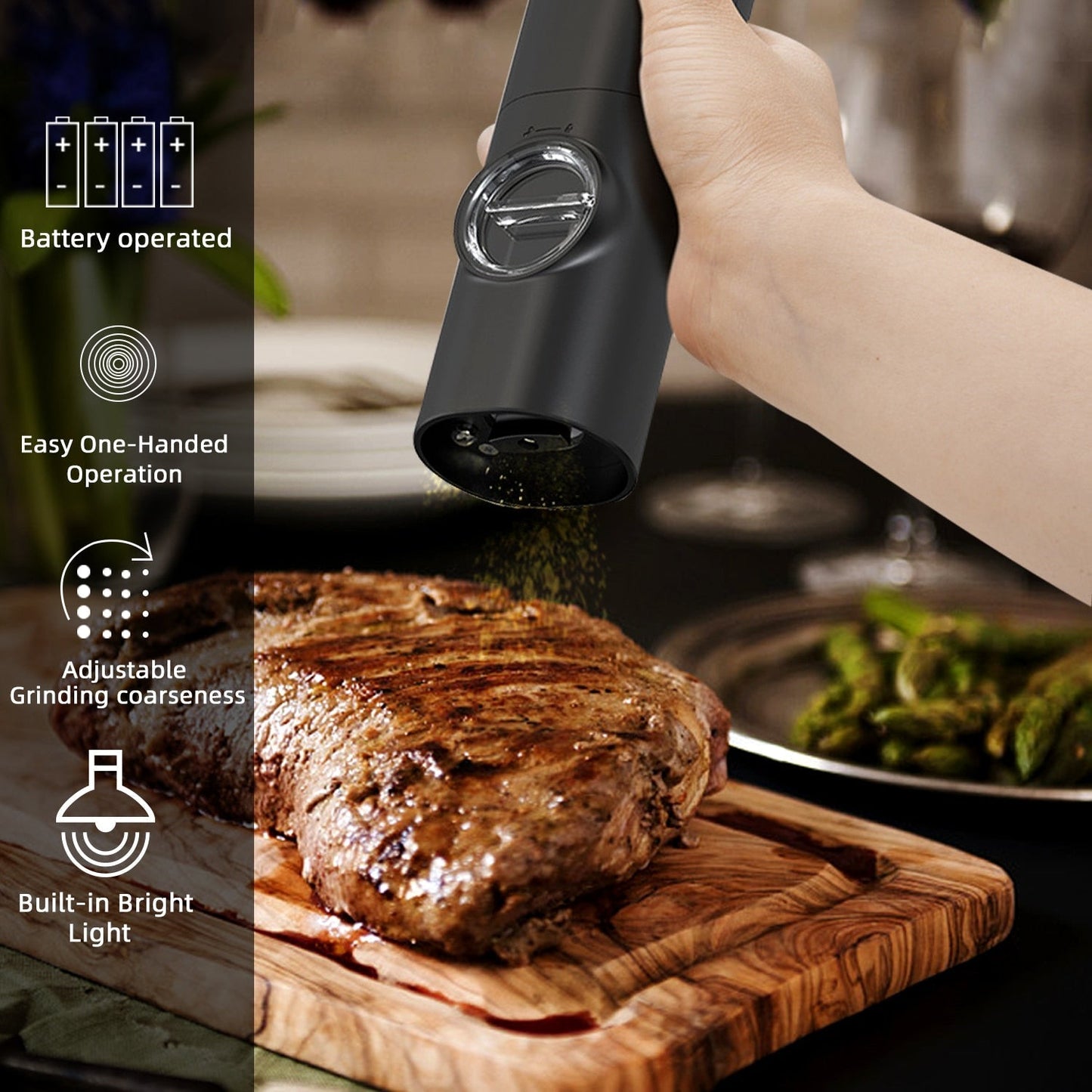 Electric automatic pepper and salt grinder with LED light | Karnz