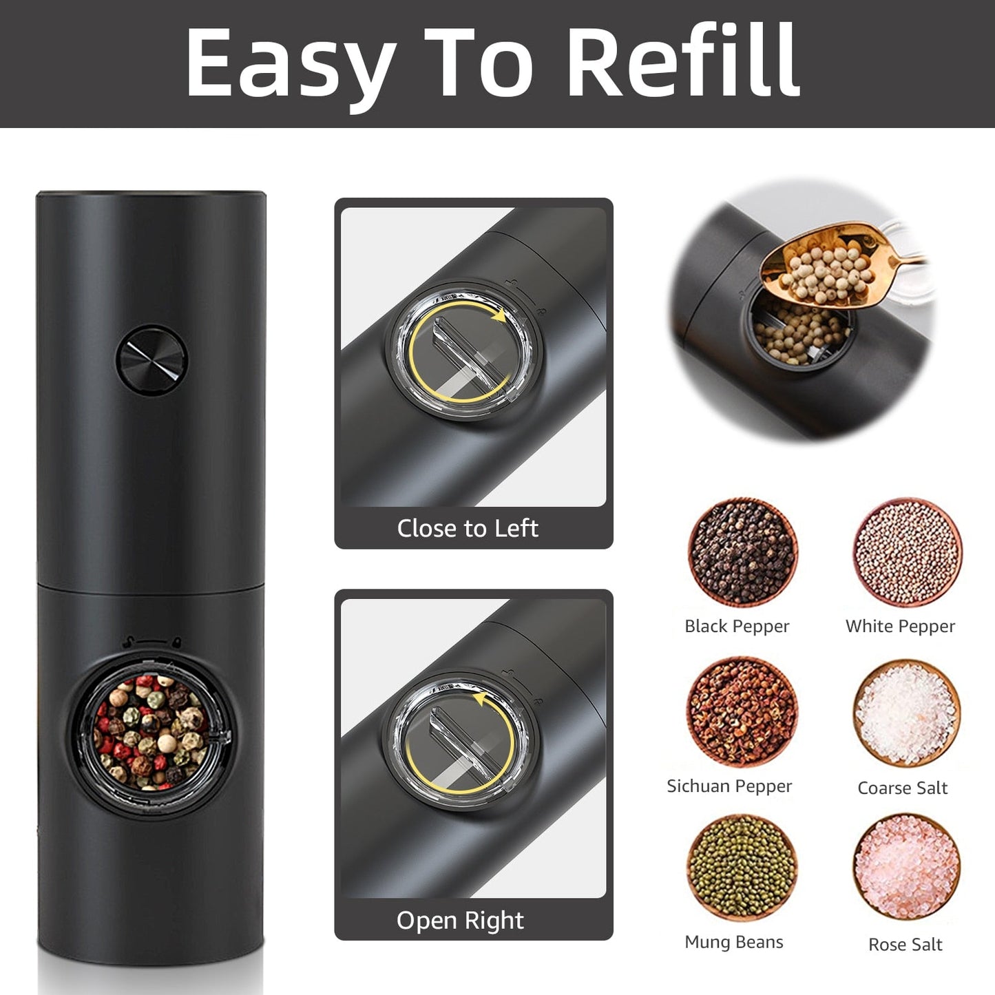 Electric automatic pepper and salt grinder with LED light | Karnz